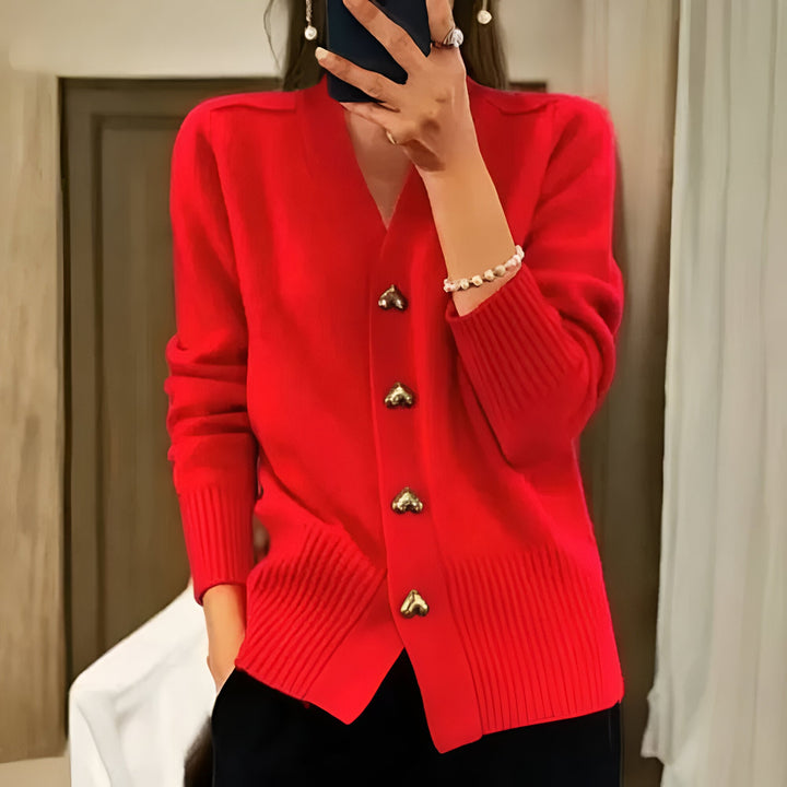 Ciara™ | Elegant cardigan with heart-shaped buttons