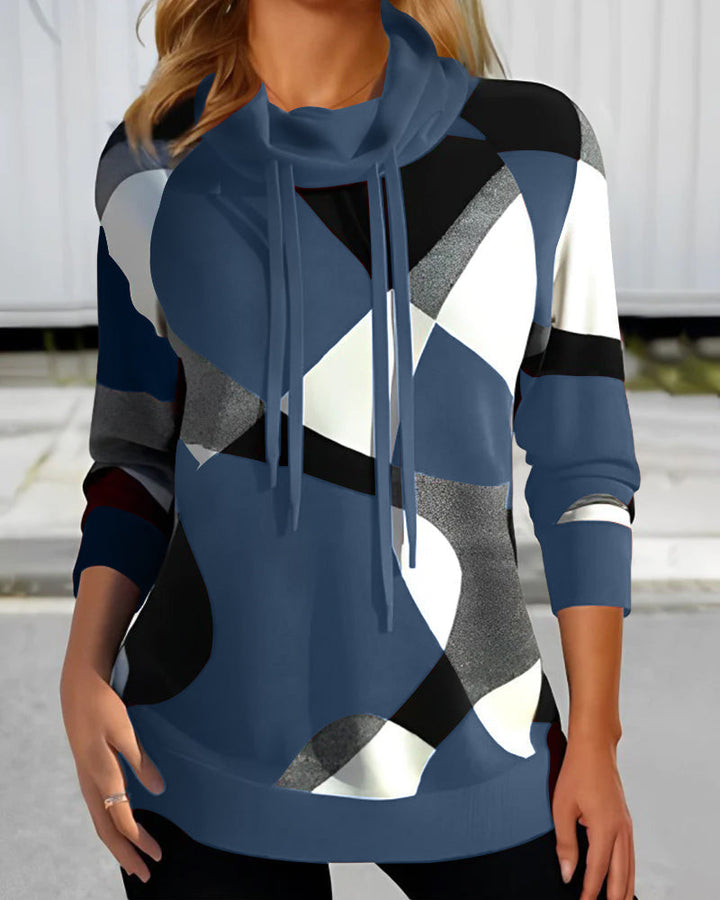 Kiana| Stylish Pullover with Geometric Print and Cowl Neck