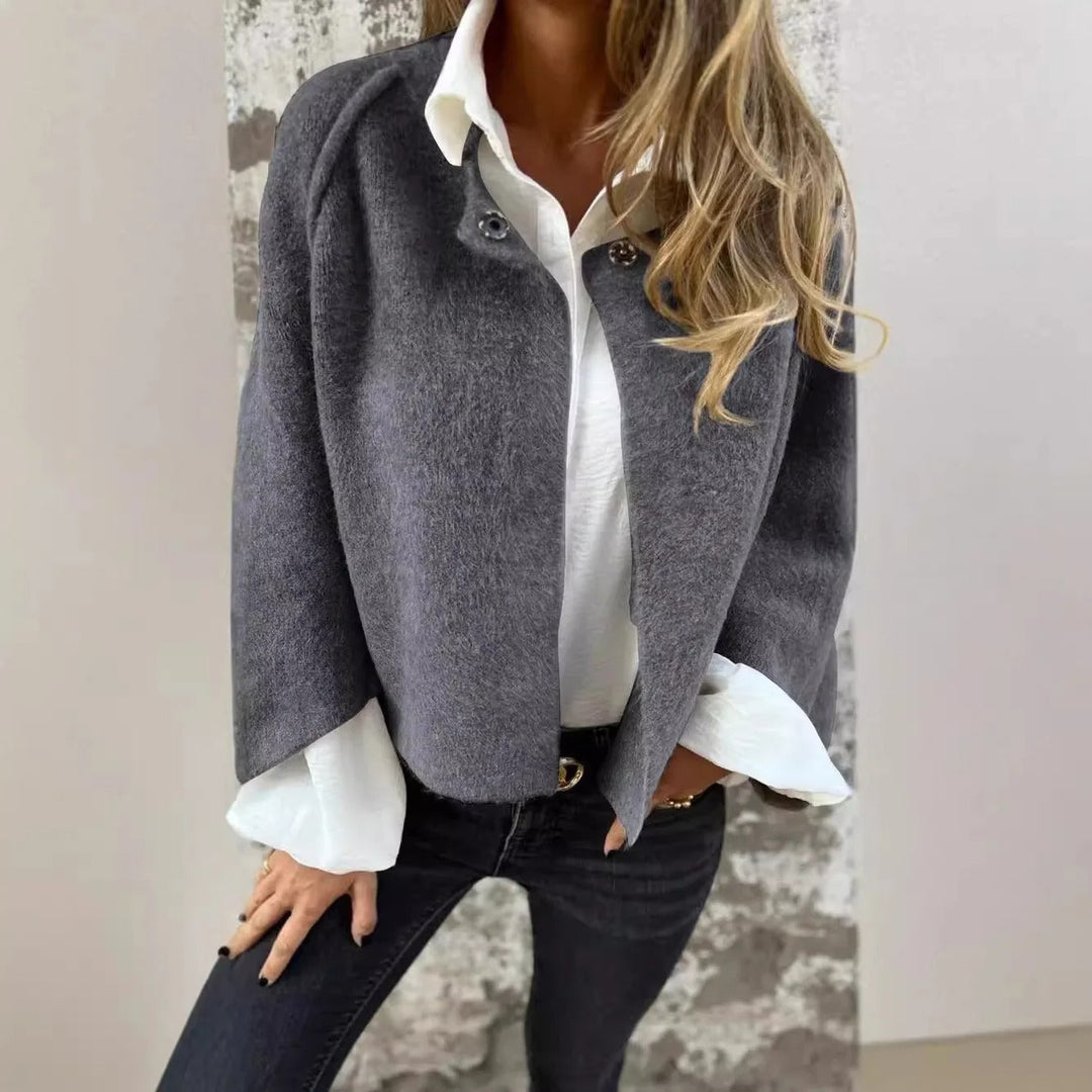 Henrike - Round Neck and Long Sleeves Wool Coat